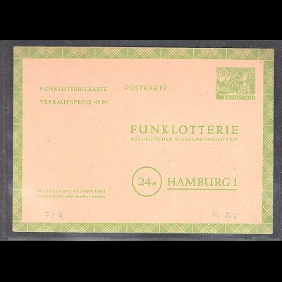 Berlin Funkloterie-Postkarte Mi.-Nr. FP 4 ungebraucht.