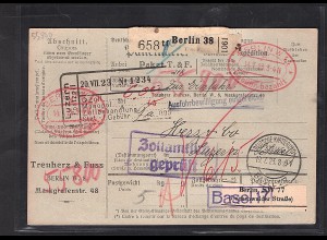 DR., Ausland-Paketkarte mit Gebühr bezahlt aus Berlin/Selbstbucher