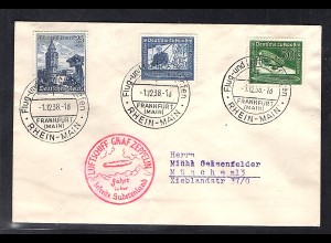 DR., Zeppelin-Karte, Fahrt in der befreite Sudetenland mit Mi.-Nr. 682, 669-670