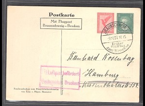 DR., Flugpost-Karte Braunschweig-Brocken, PP92-C1/01, gestempelt.